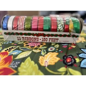 Vintage 1980s Christmas Ribbons 13 Rolls 50 Yards Gift Wrap Some Used